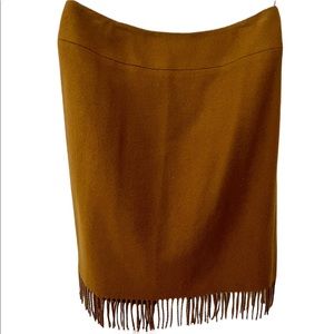 Jones New York Wool Skirt Fringe Hem Camel 8P
